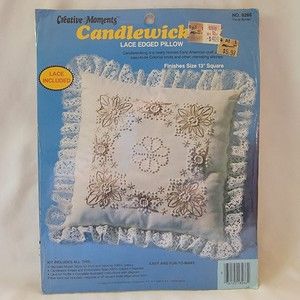 Creative Moments Candlewick Kit 8266 Lace Edged Pillow NOS